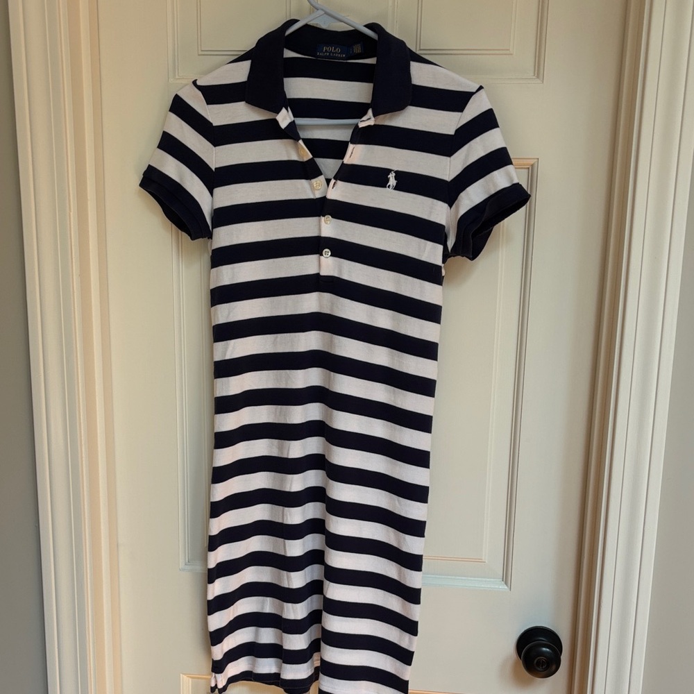 Ralph Lauren Navy and White Striped Polo Shirt Dress